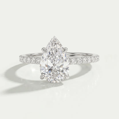 Solitaire Accent Pear Shape Lab Diamond Ring