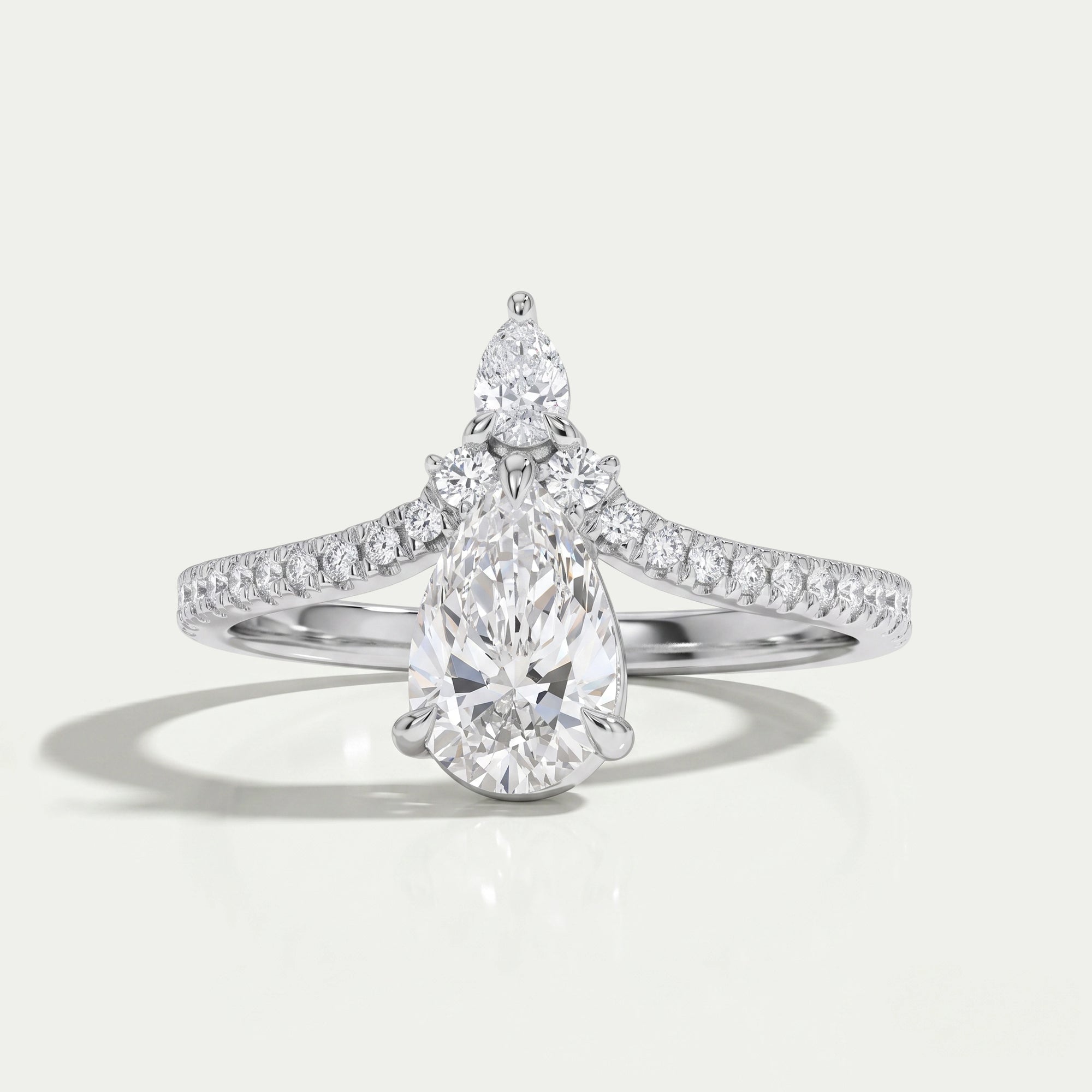 Chevron Shaped Pear Cut Engagement Ring