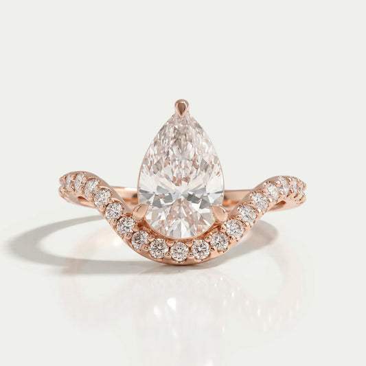 Pear Cut Pave Set Curved Engagement Ring Ring