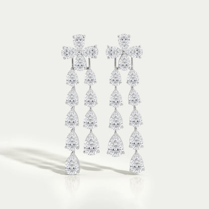 Pear Shape Diamond Dangle Earrings in 18K White Gold Earrings