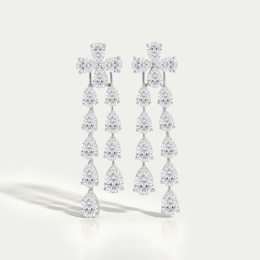 Pear Shape Diamond Dangle Earrings in 18K White Gold Earrings