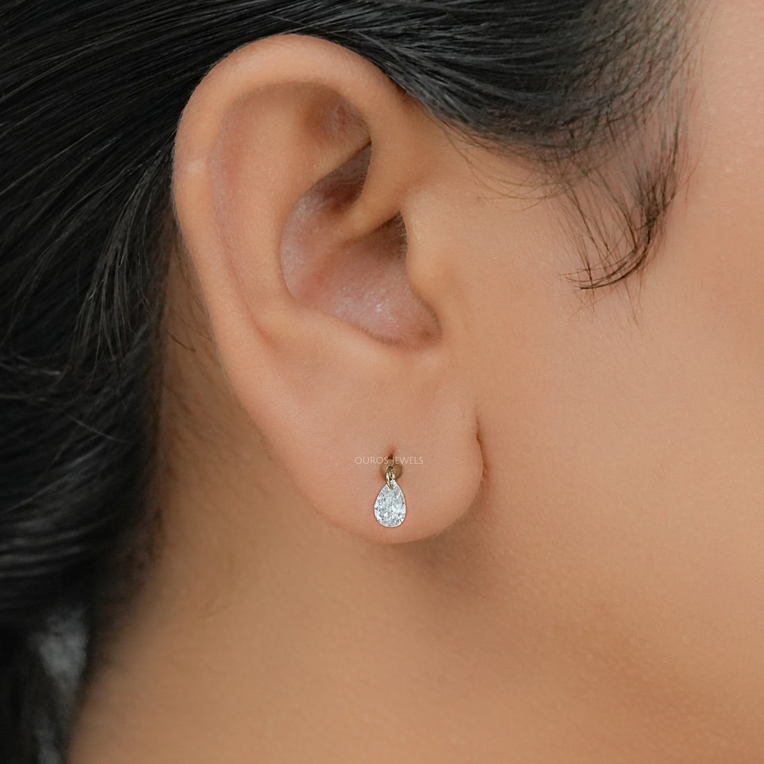 Pear Diamond Thread Screw Back Earrings Earring