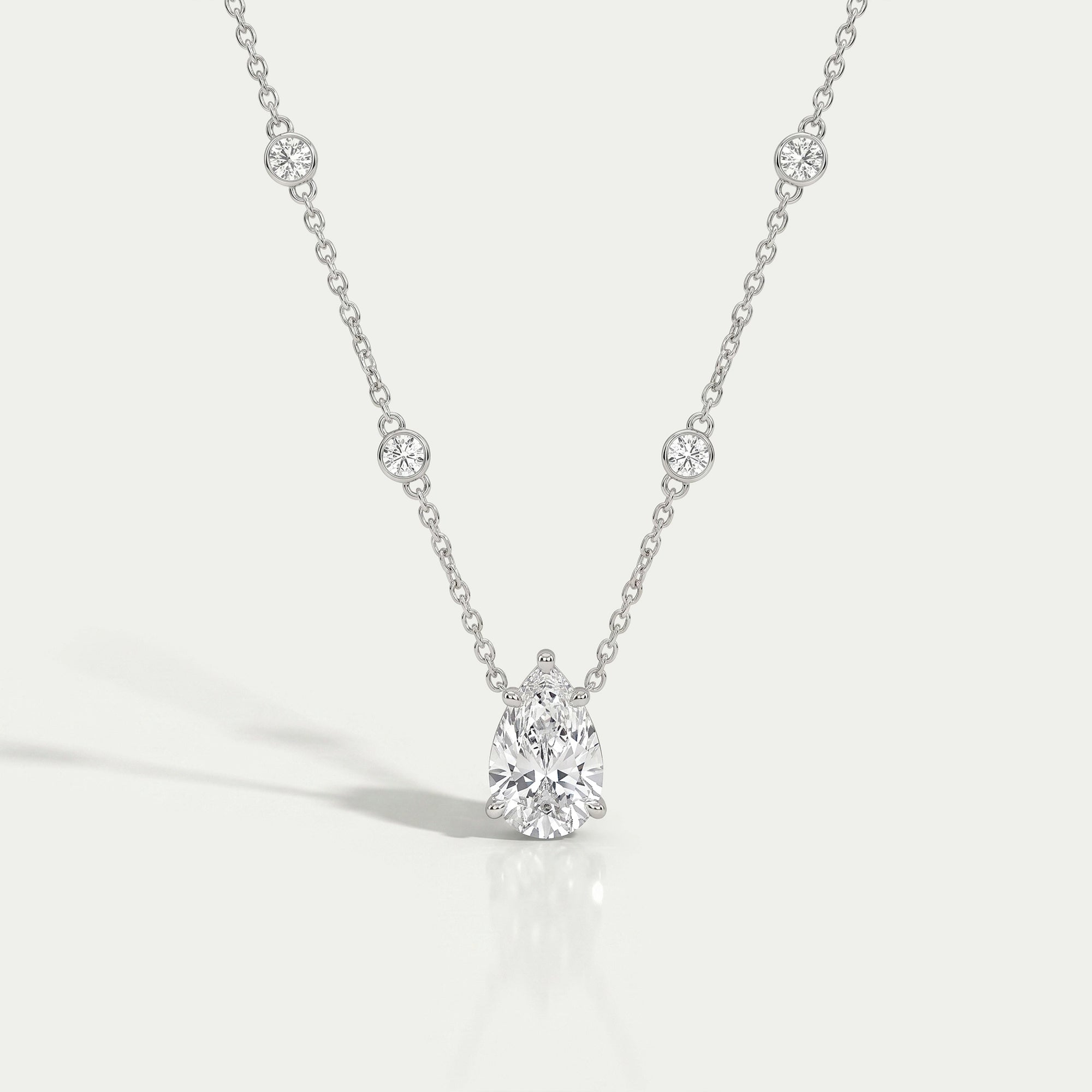 Chain Diamond Pear Pendant Necklaces