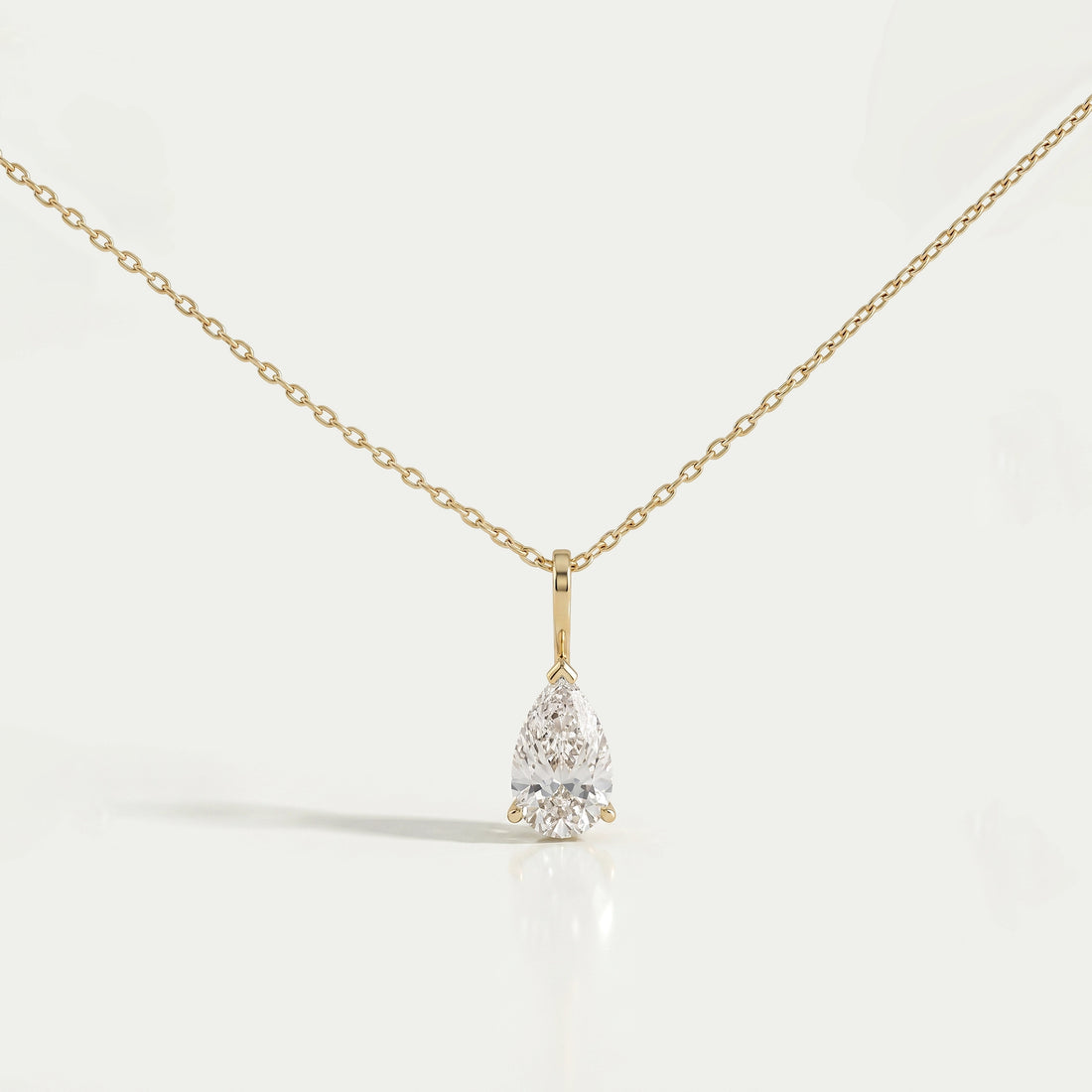 Lab Diamond Pear Cut Solitaire Pendant Necklaces