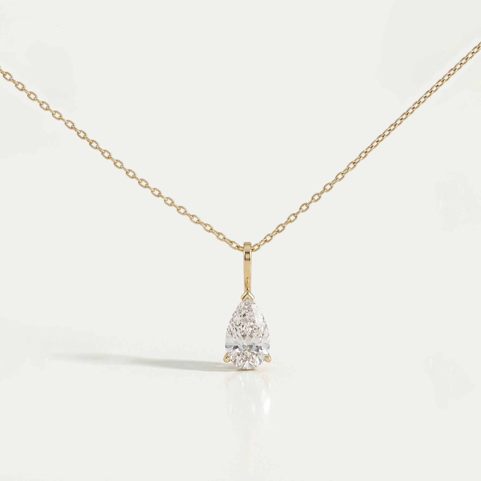 Lab Diamond Pear Cut Solitaire Pendant Necklaces