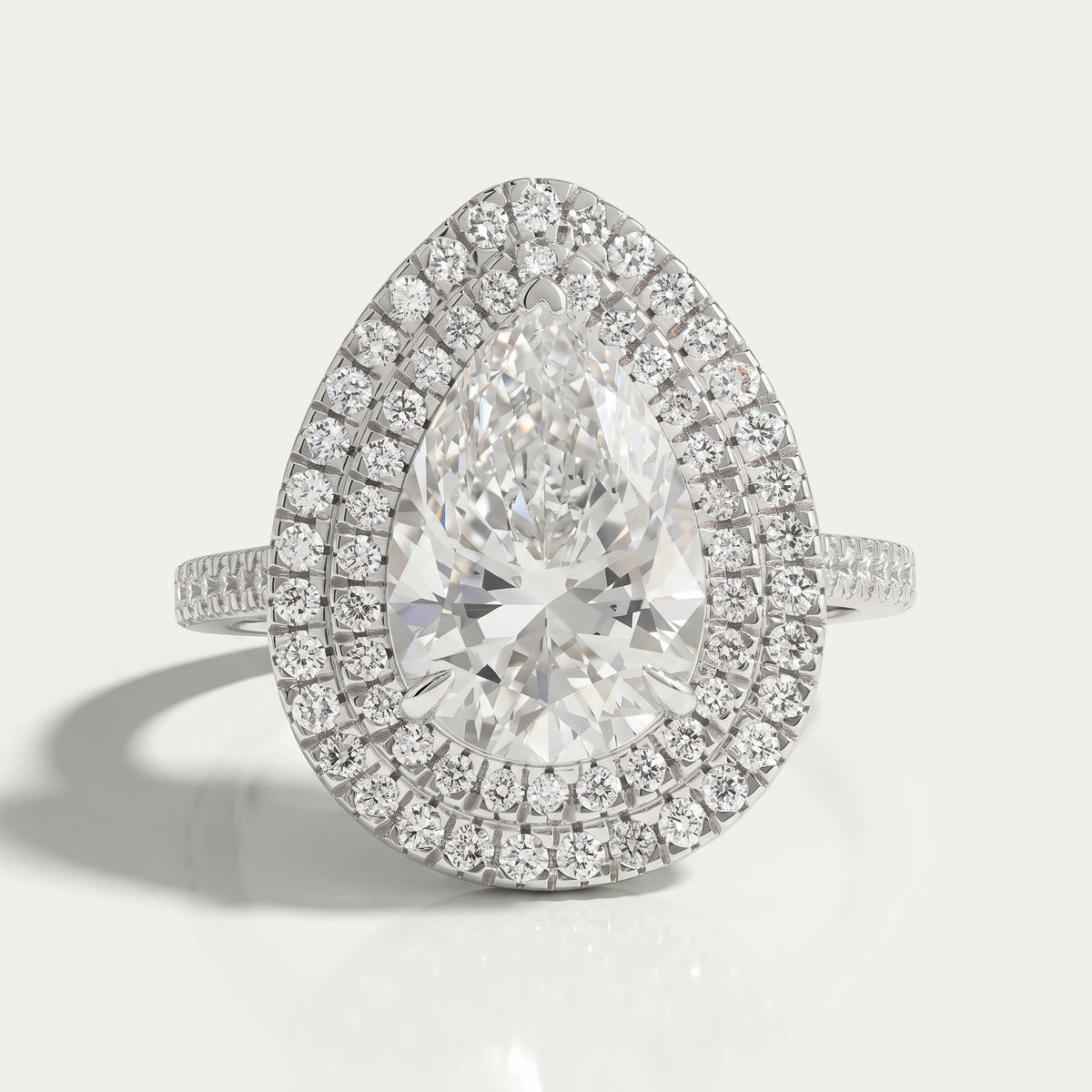 Pear Diamond Double Halo Engagement Ring