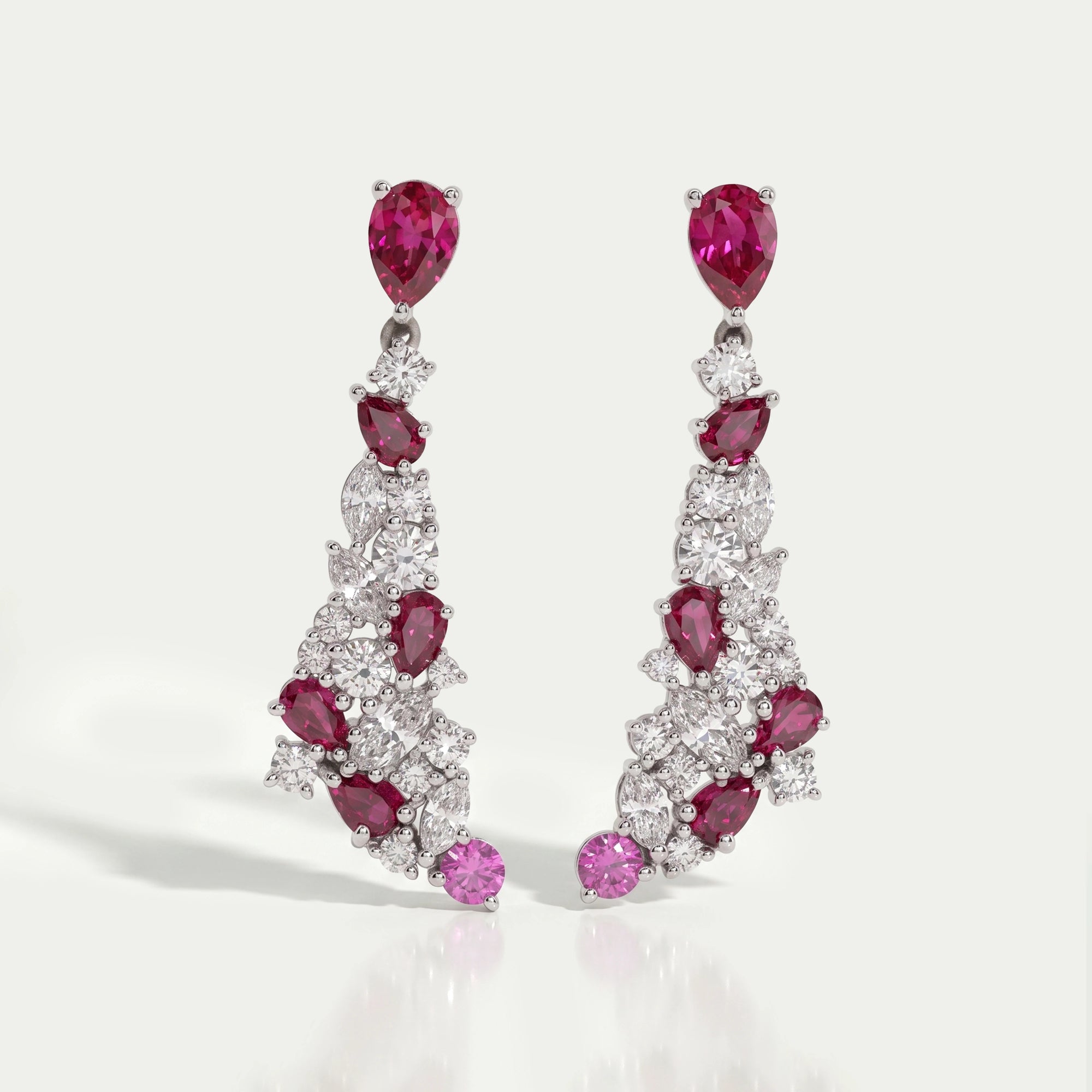 Red Ruby Pear Cut Gemstone Cluster Dangle Earrings Earring