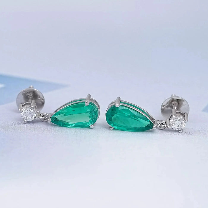 Green Pear Gemstone Drop Earrings