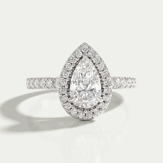 Pear Lab Diamond Halo Eternity Wedding Ring Ring