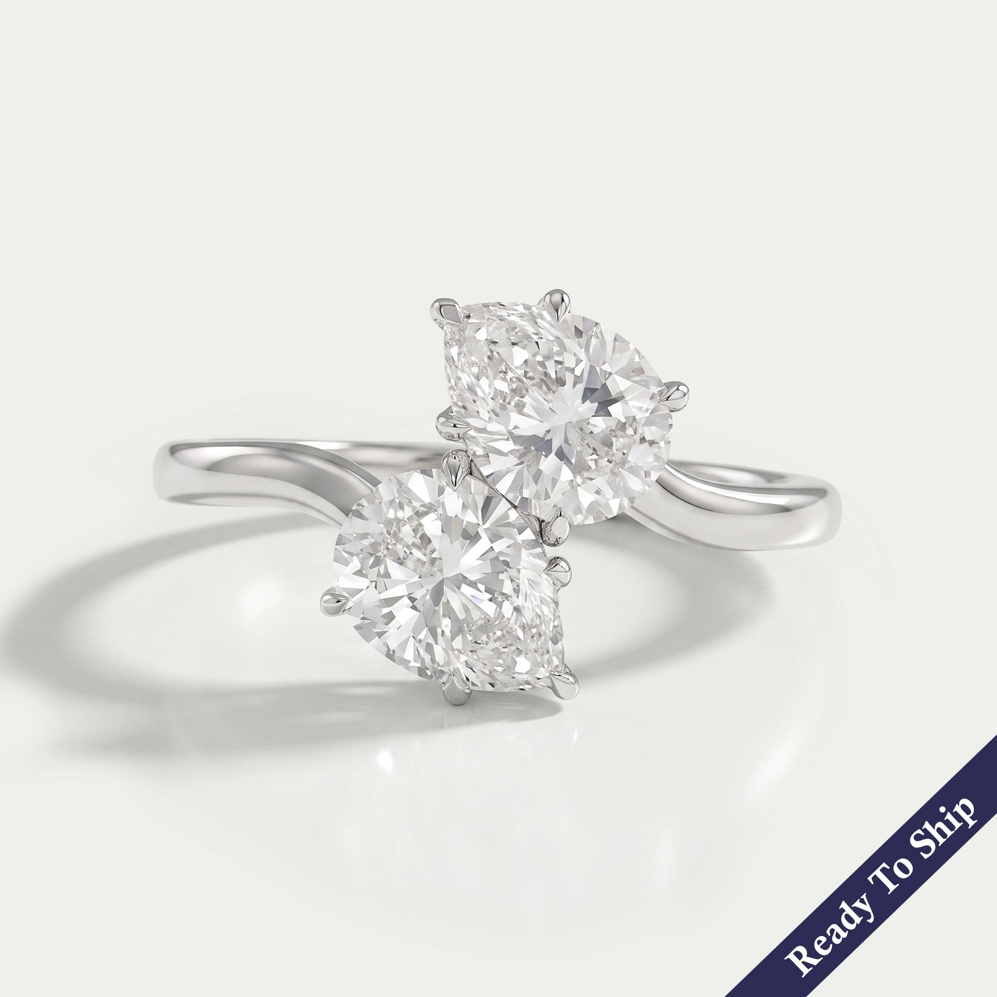Dual Pear Diamond Bypass Engagement Ring Ring