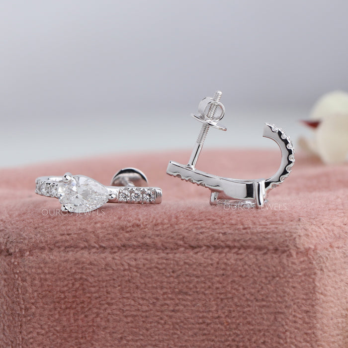 Pear Lab Grown Diamond C Hoop Earring