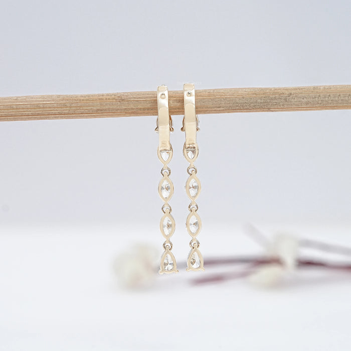Pear And Marquise Cut Diamond Drop Dangle Earrings