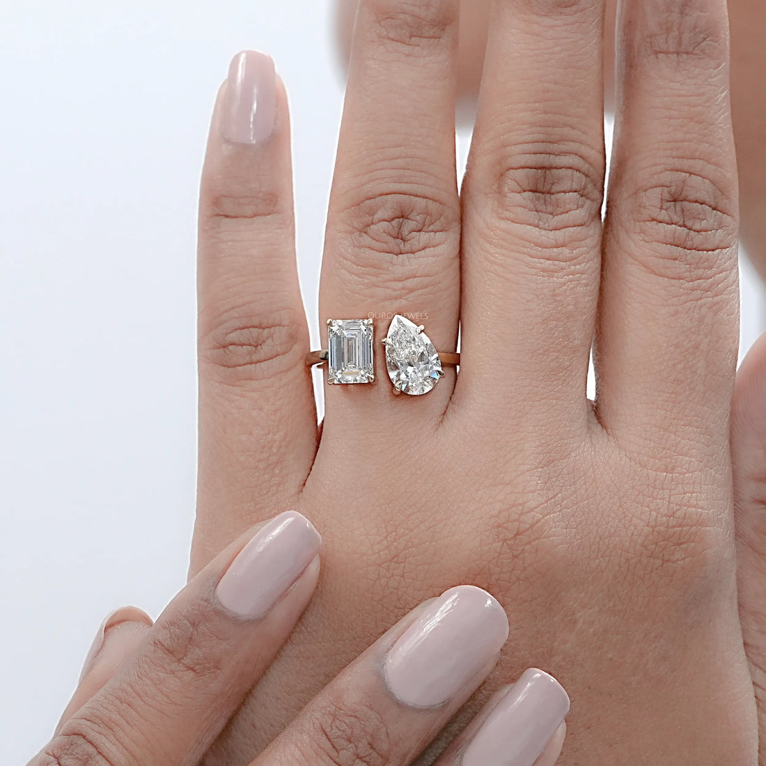 Toi Et Moi Emerald Diamond Engagement Ring Ring