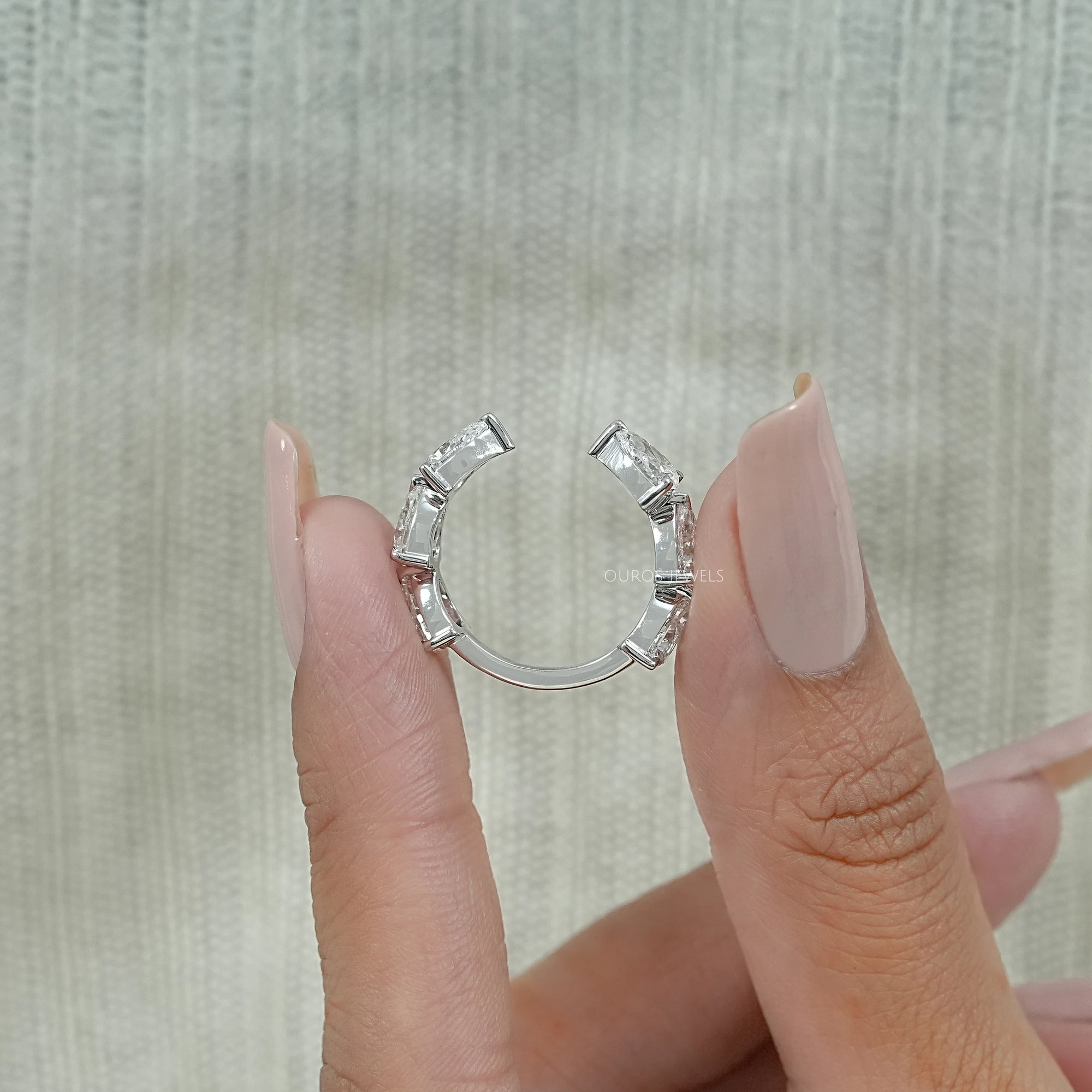 Pear Lab Diamond Open Cuff Wedding Band Rings