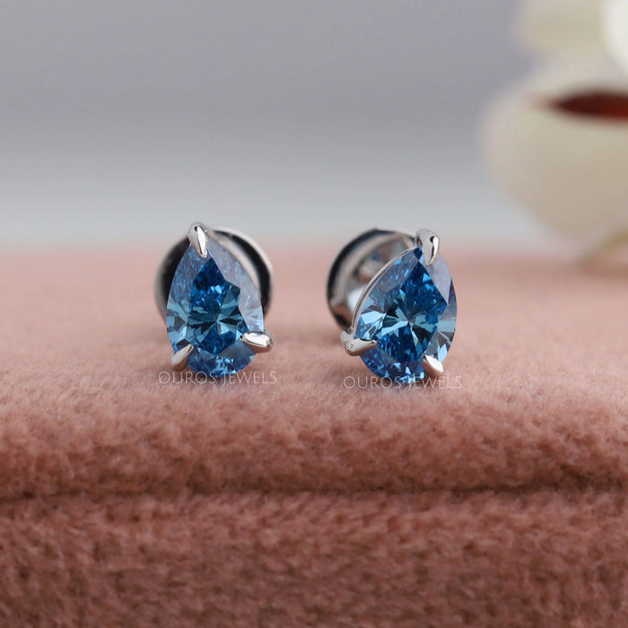Blue Pear Lab Diamond Stud Earrings