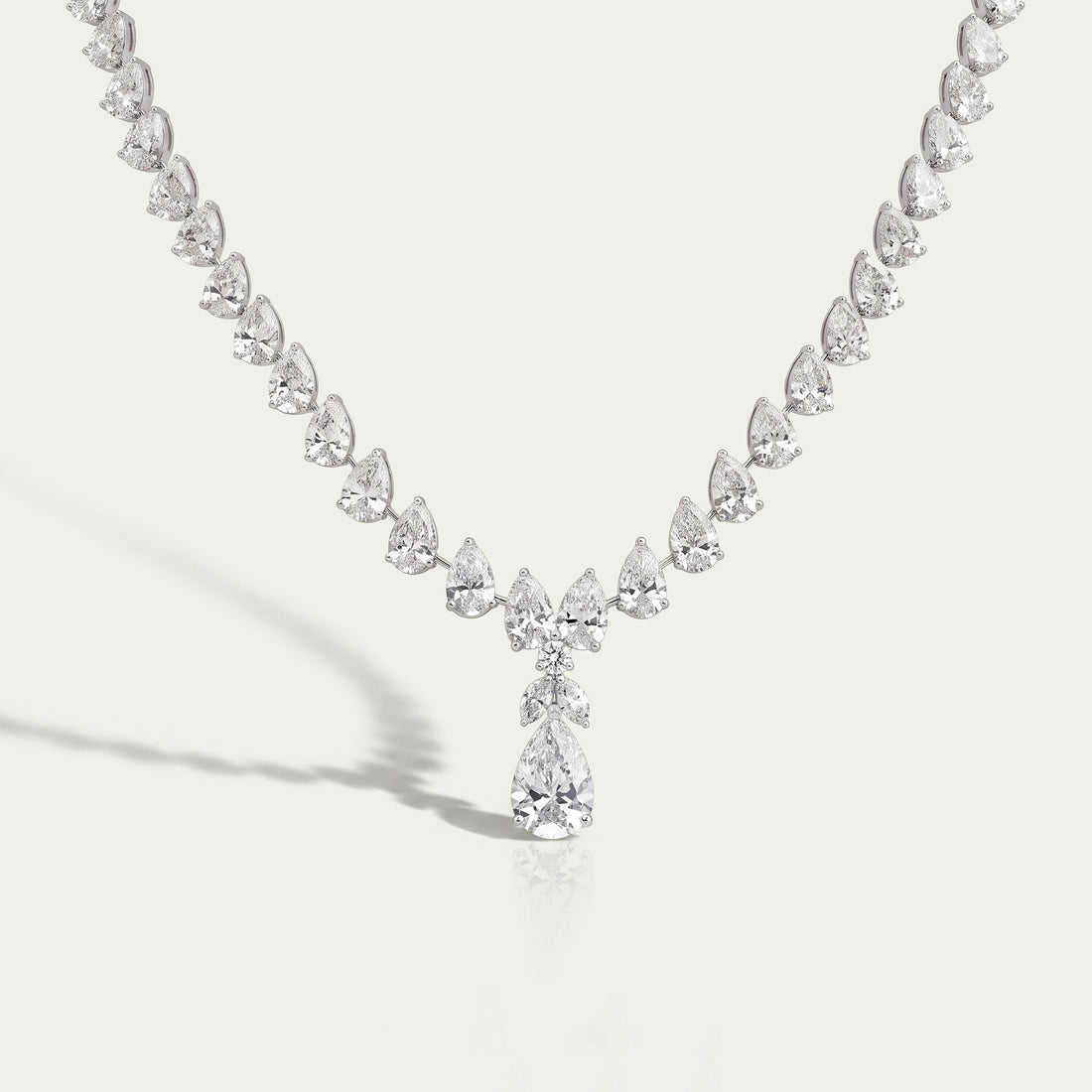 Pear Cut Lab Grown Diamond Tennis Necklace