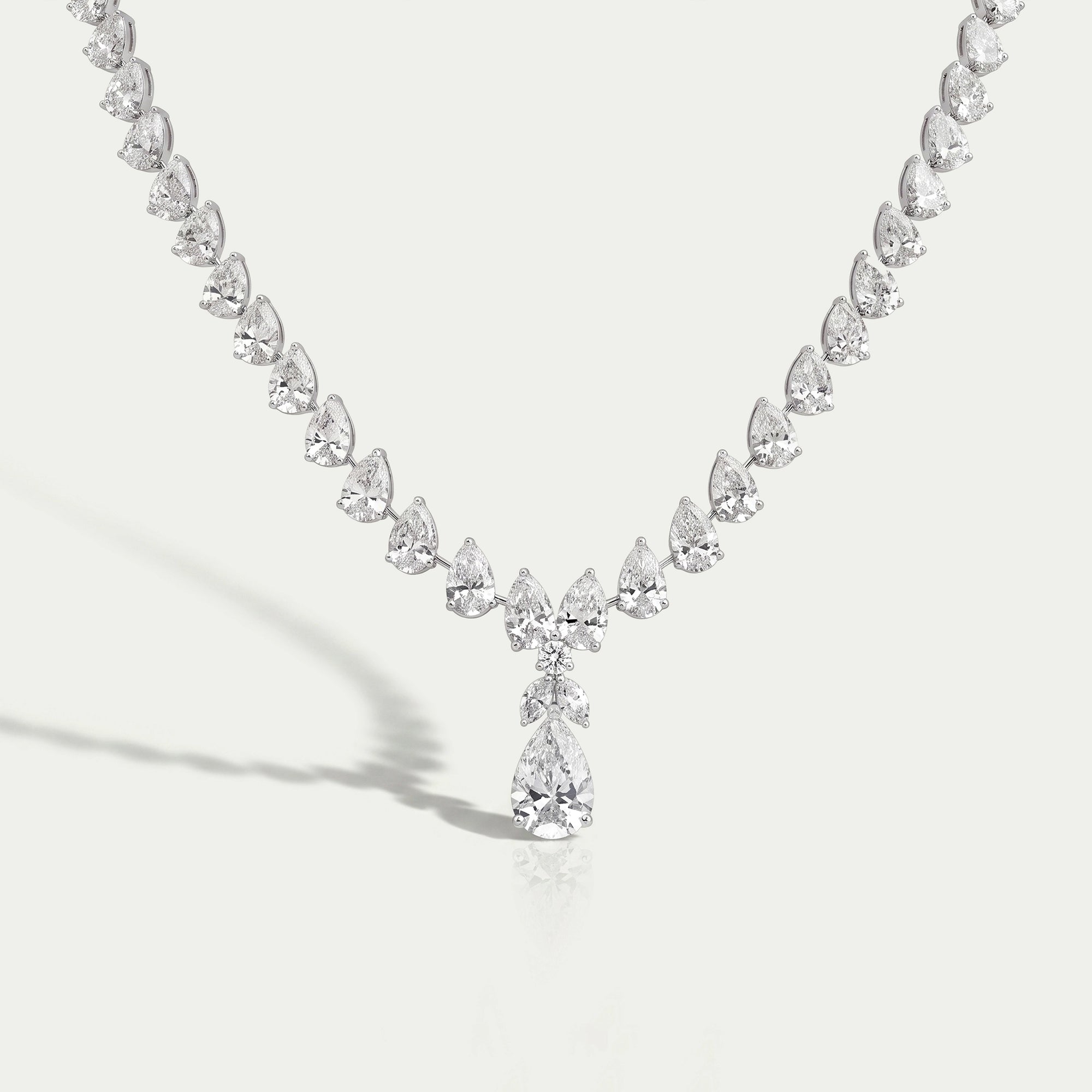 Pear Cut Lab Grown Diamond Tennis Necklace