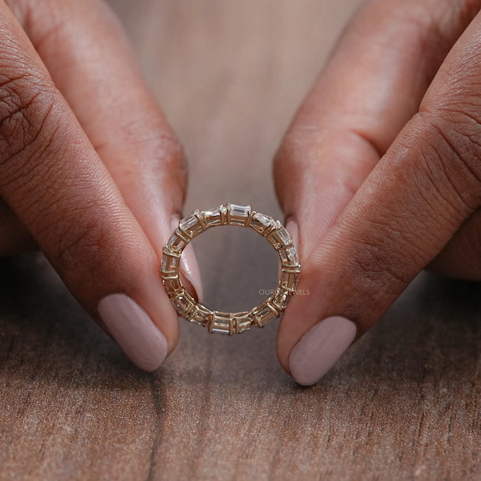 East West Pear And Emerald  Diamond Eternity Wedding Band