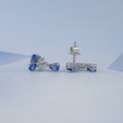 Sapphire Pear And Marquise Lab Diamond Drop Earrings Earrings