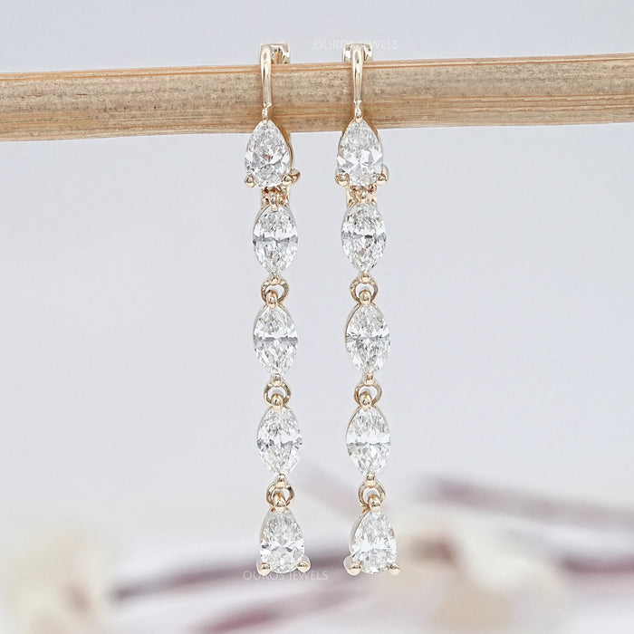 Pear And Marquise Cut Diamond Drop Dangle Earrings