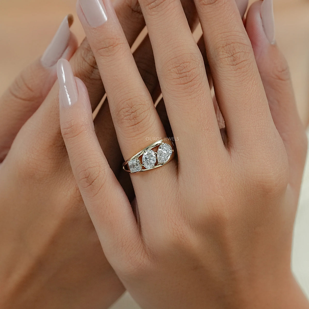 Multi Shape Lab Diamond Three Stone Ring