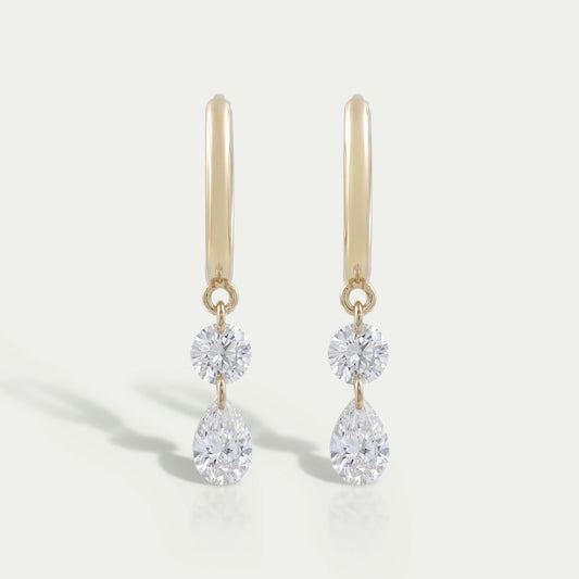Two Stone Lab Diamond Dangle Hoop Earrings Earring