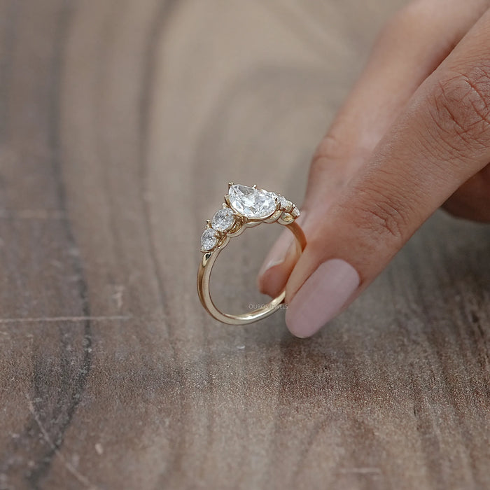 Pear And Round Diamond Five Stone Engagement Ring