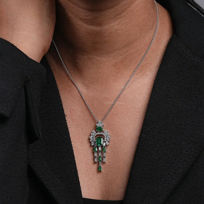 Cluster Diamond And Gemstone Pendant