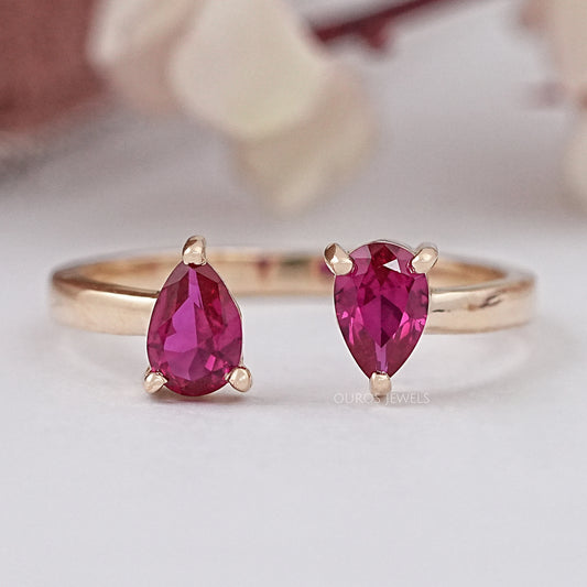 Pear Ruby Gemstone Dainty Ring Ring