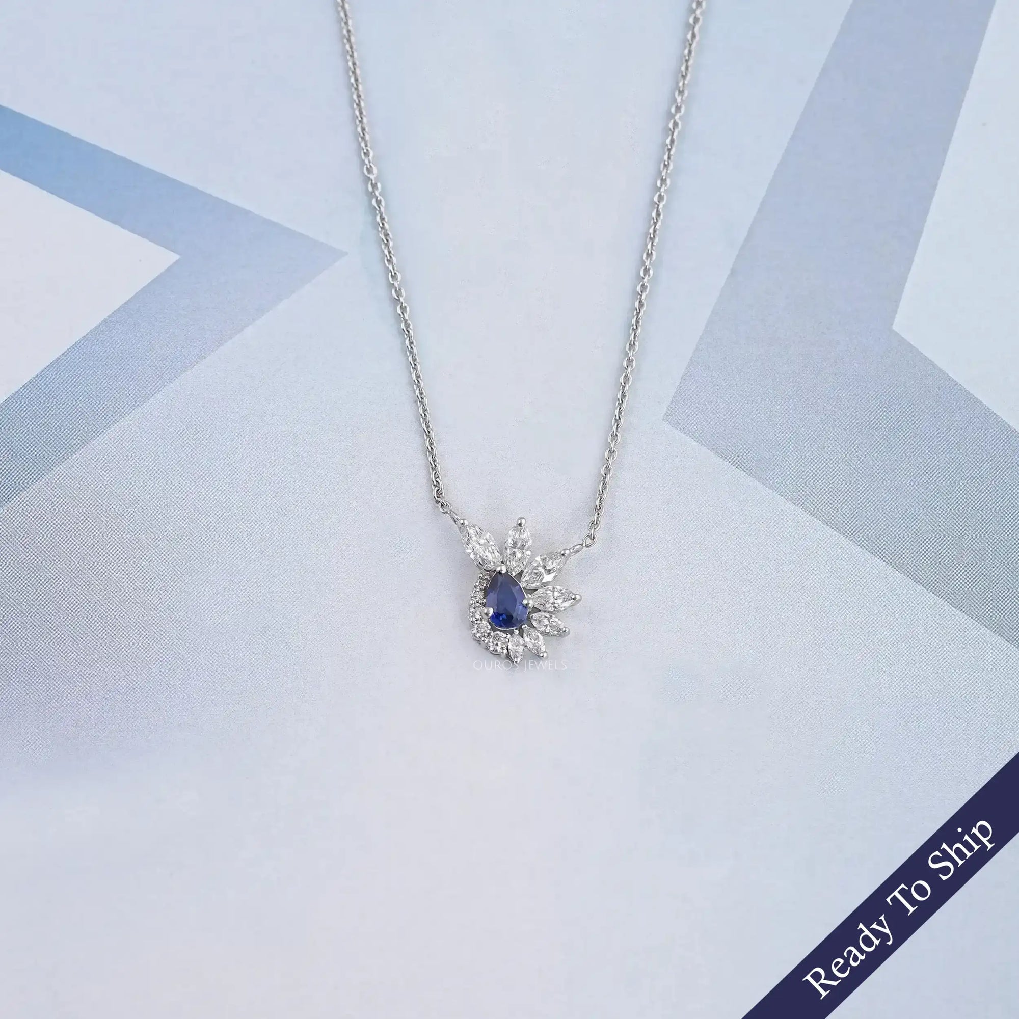 Sapphire Pear And Marquise Floral Cluster Pendant