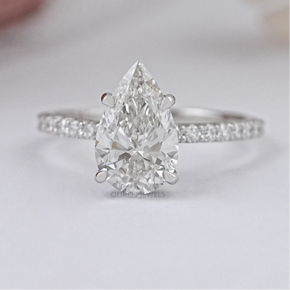Solitaire Accent Pear Shape Lab Diamond Ring