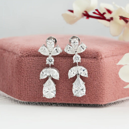 pear shaped diamond drop earrings