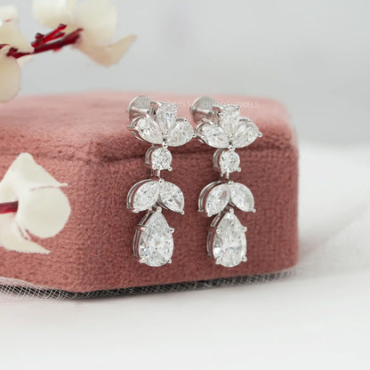 Pear And Marquise Cut Lab Grown Diamond Drop Earrings