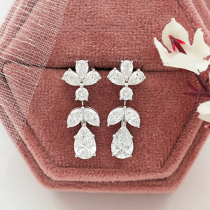 [ Lab-Grown Diamond Drop Earrings in a Pink Box]-[Ouros Jewels]