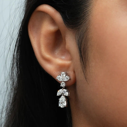 Pear And Marquise Cut Lab Grown Diamond Drop Earrings