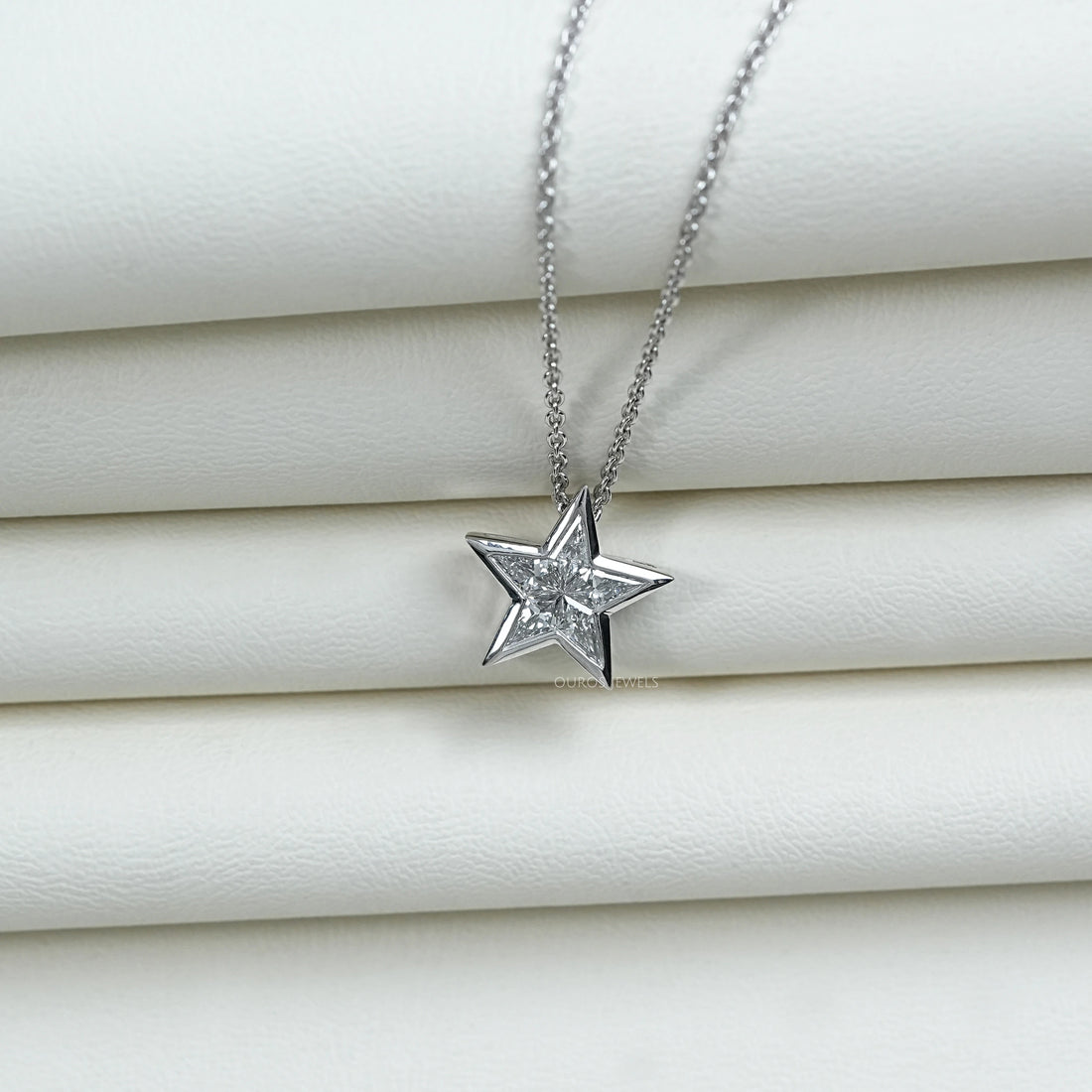 Pie Cut Diamond Star Shape Pendant Necklaces