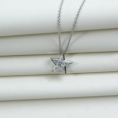 Pie Cut Diamond Star Shape Pendant Necklaces