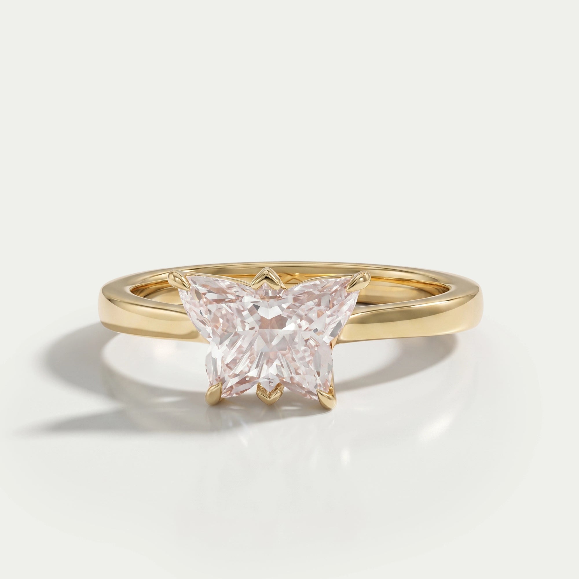 Pink Butterfly Diamond Solitaire Proposal Ring