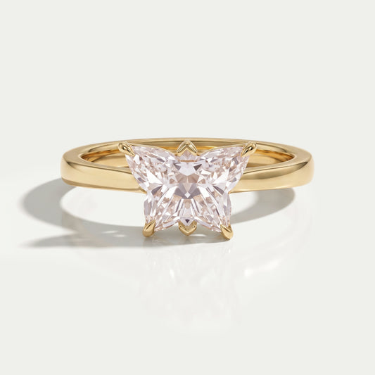 Pink Butterfly Diamond Solitaire Proposal Ring