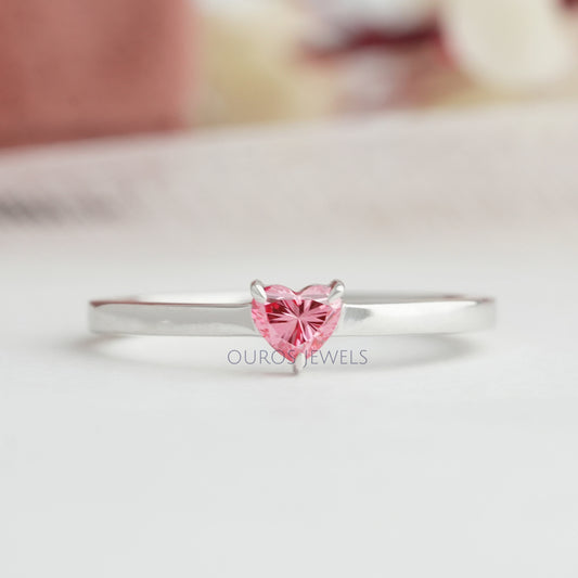 Pink Heart Shape Solitaire Ring