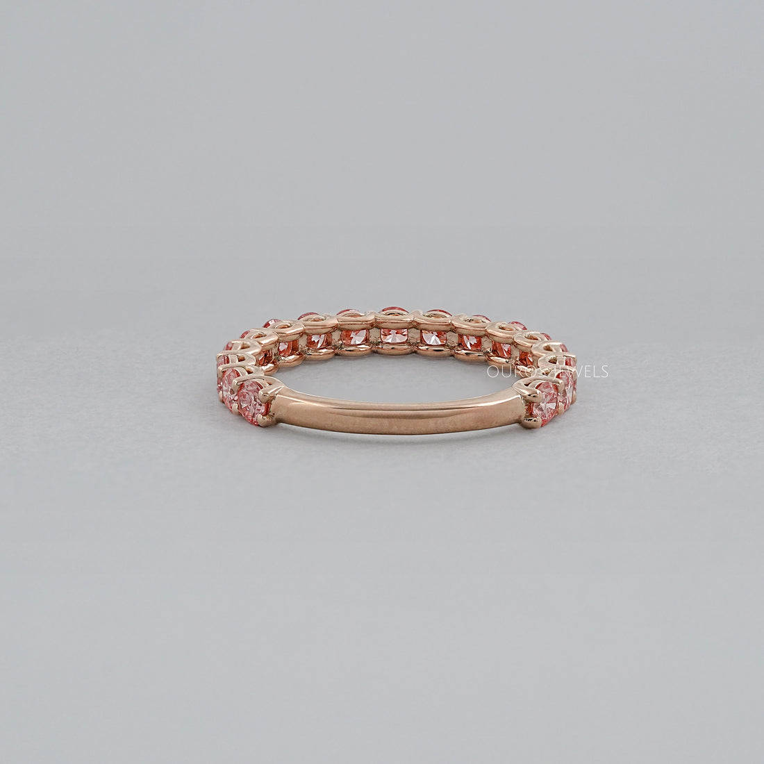 Pink And Blue Round Lab Diamond Eternity Band Ring