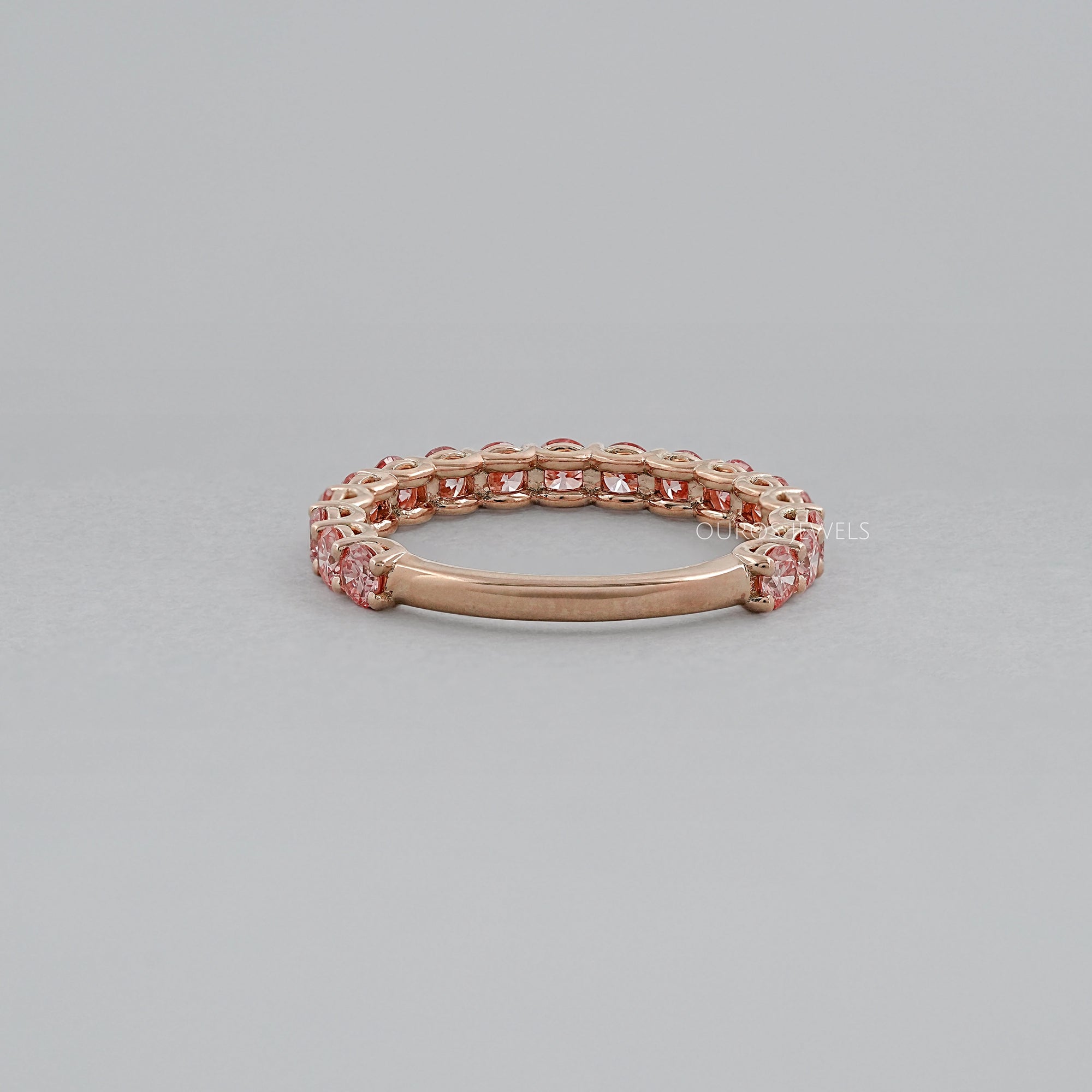 Pink And Blue Round Lab Diamond Eternity Band Ring