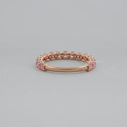 Pink And Blue Round Lab Diamond Eternity Band Ring
