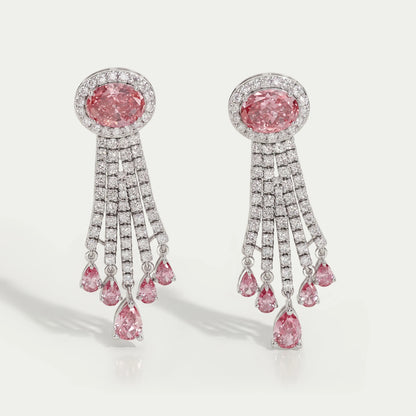 Pink Oval And Pear Cut Lab Diamond Chandelier Earrings Earring