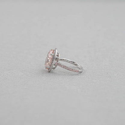Fancy Pink Oval Cut Lab Diamond Halo Engagement Ring Ring