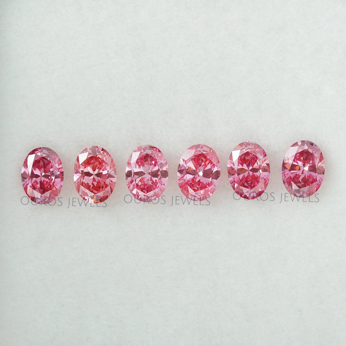 front view of 0.30ct pink oval cut loose lab grown diamonds
