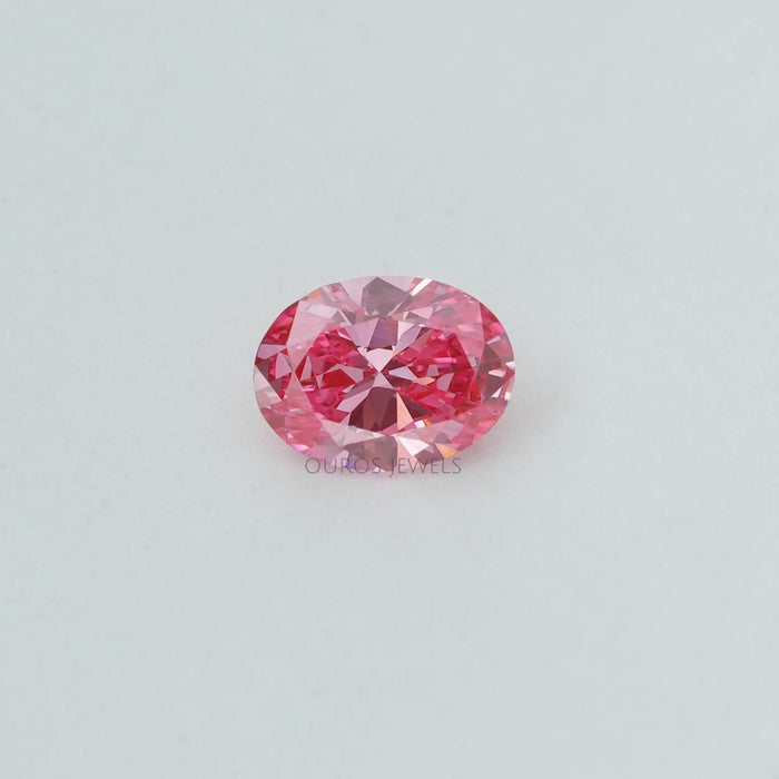 top view of 0.30ct pink oval cut loose lab diamond