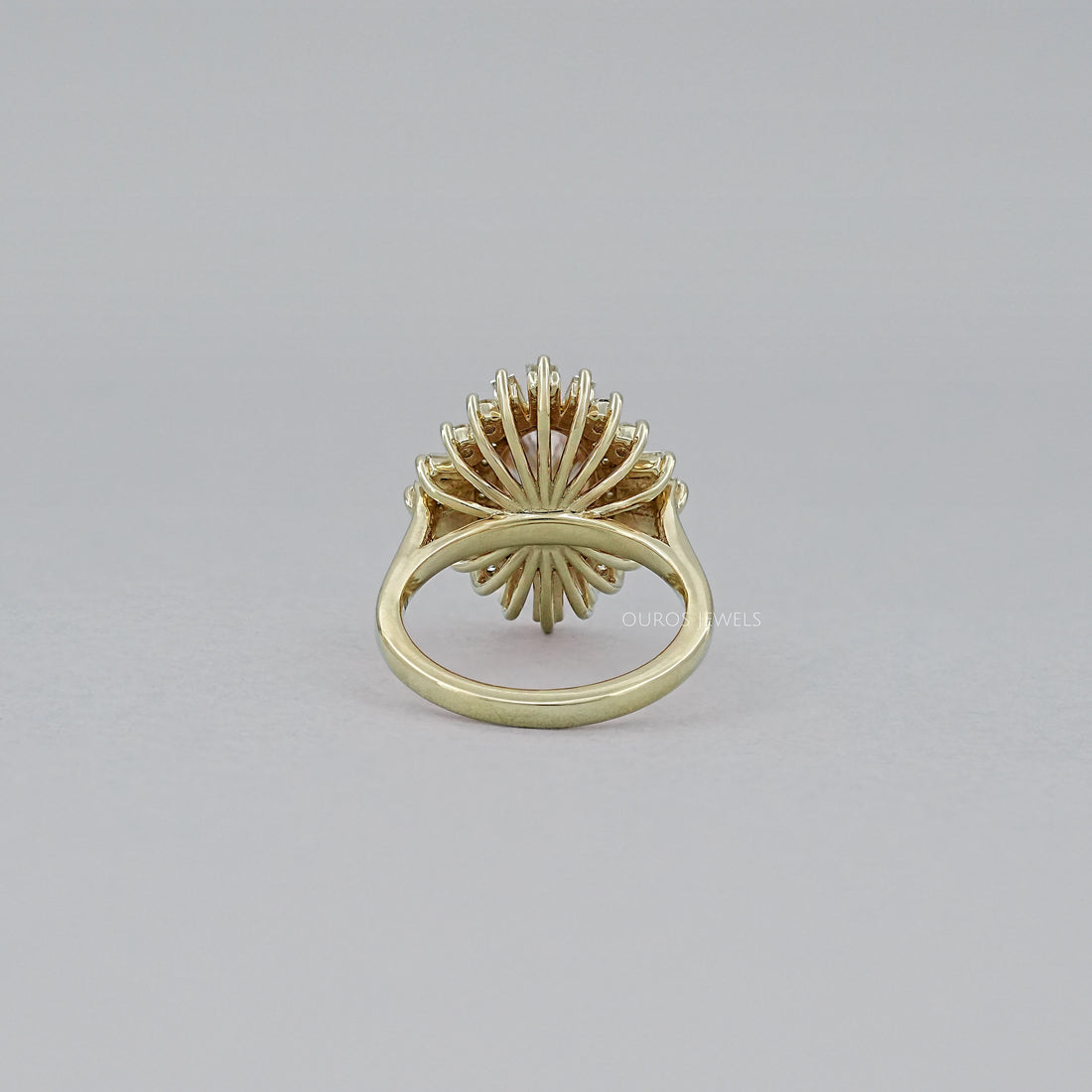 Fancy Vivid Pink Oval Cut Double Halo Sunbrust Ring Rings