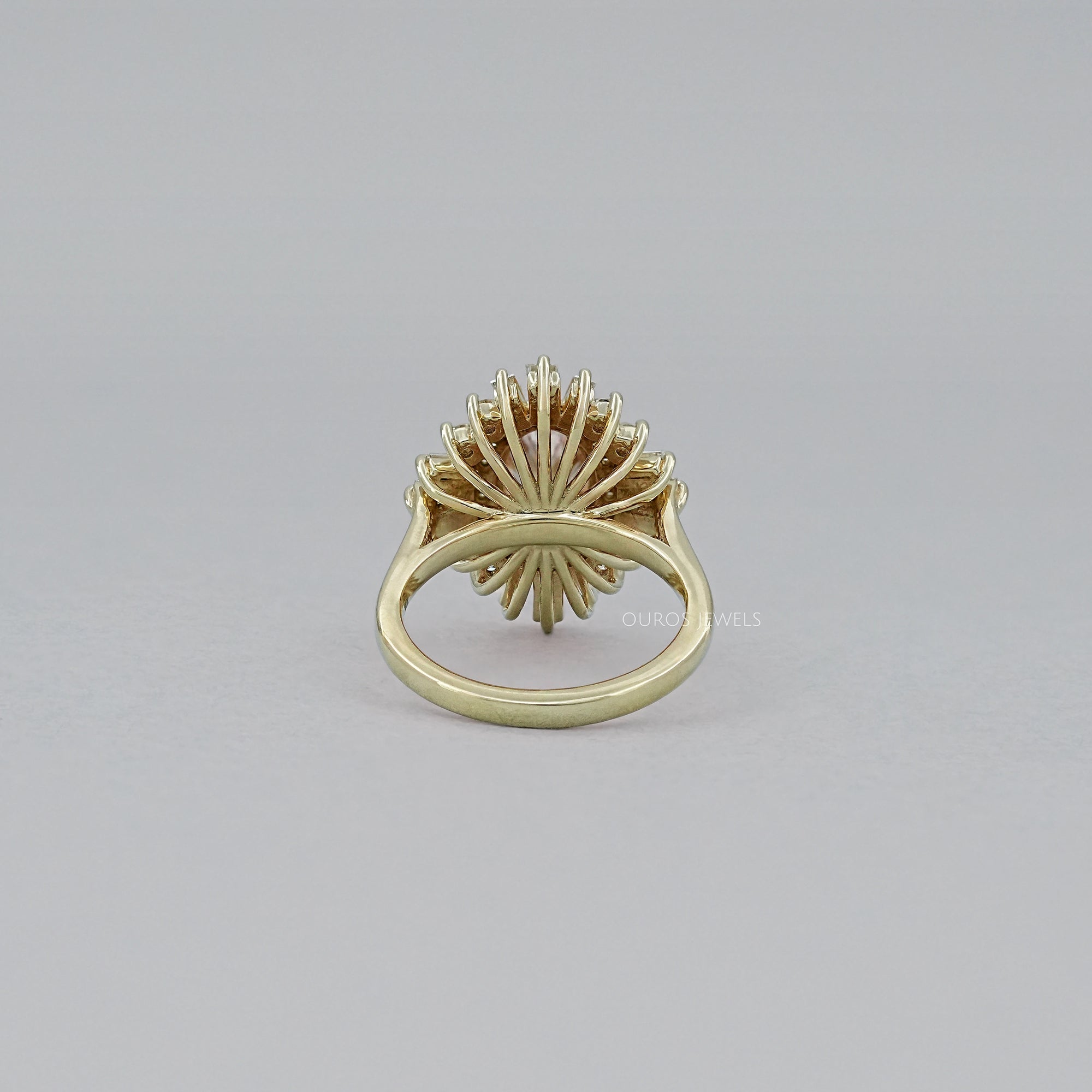 Fancy Vivid Pink Oval Cut Double Halo Sunbrust Ring Rings