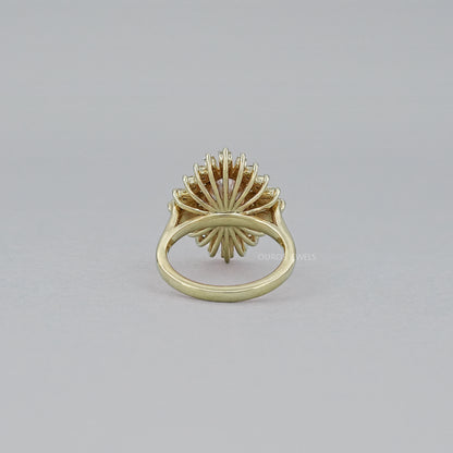 Fancy Vivid Pink Oval Cut Double Halo Sunbrust Ring Rings